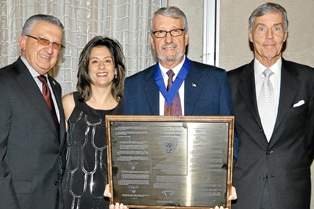 Texas Chiropractic College honored its Board of Regents Chairman, Dr. Donald J. Krippendorf, with the William D. Harper Science of Existence Award, the College’s highest honor, at the 2011 Homecoming and License Renewal. Participating in the presentation were (l-r) Dr. Richard G. Brassard, TCC President; Dr. Yvette Nadeau, President of the TCC Alumni Association; Dr. Krippendorf; and Dr. Jack Christie, Vice Chairman of the Board of Regents. Dr Brassard and Dr. Christie are also past recipients of the Harper Award.