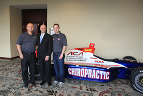 From left to right: Dr. John Wagner (founder Chiroracing), Dr. Keith Overland (ACA President), Brandon Wagner (Driver)