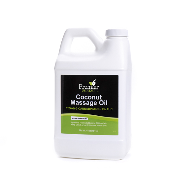 Premier US Hemp™ 3200mg Organic CBD Coconut Massage Oil THC Free