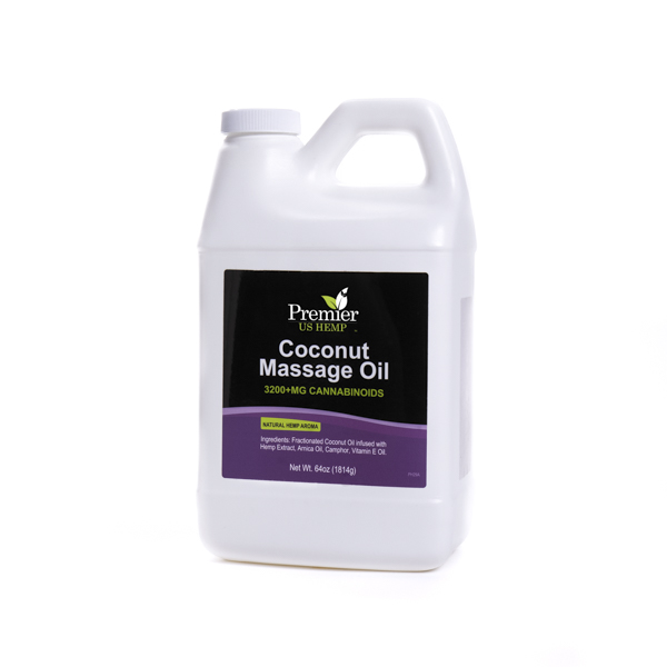 Premier US Hemp™ 3200mg Organic CBD Coconut Massage Oil with THC