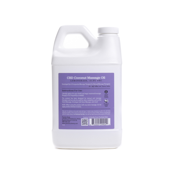 Premier US Hemp™ 3200mg Organic CBD Coconut Massage Oil with THC