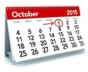 Calendar with october 1st circled