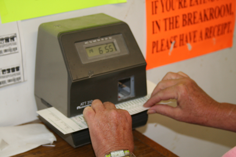 punching in at a time clock