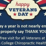 Veterans receive a complimentary visit November 12-14 at Sherman’s Chiropractic Health Center